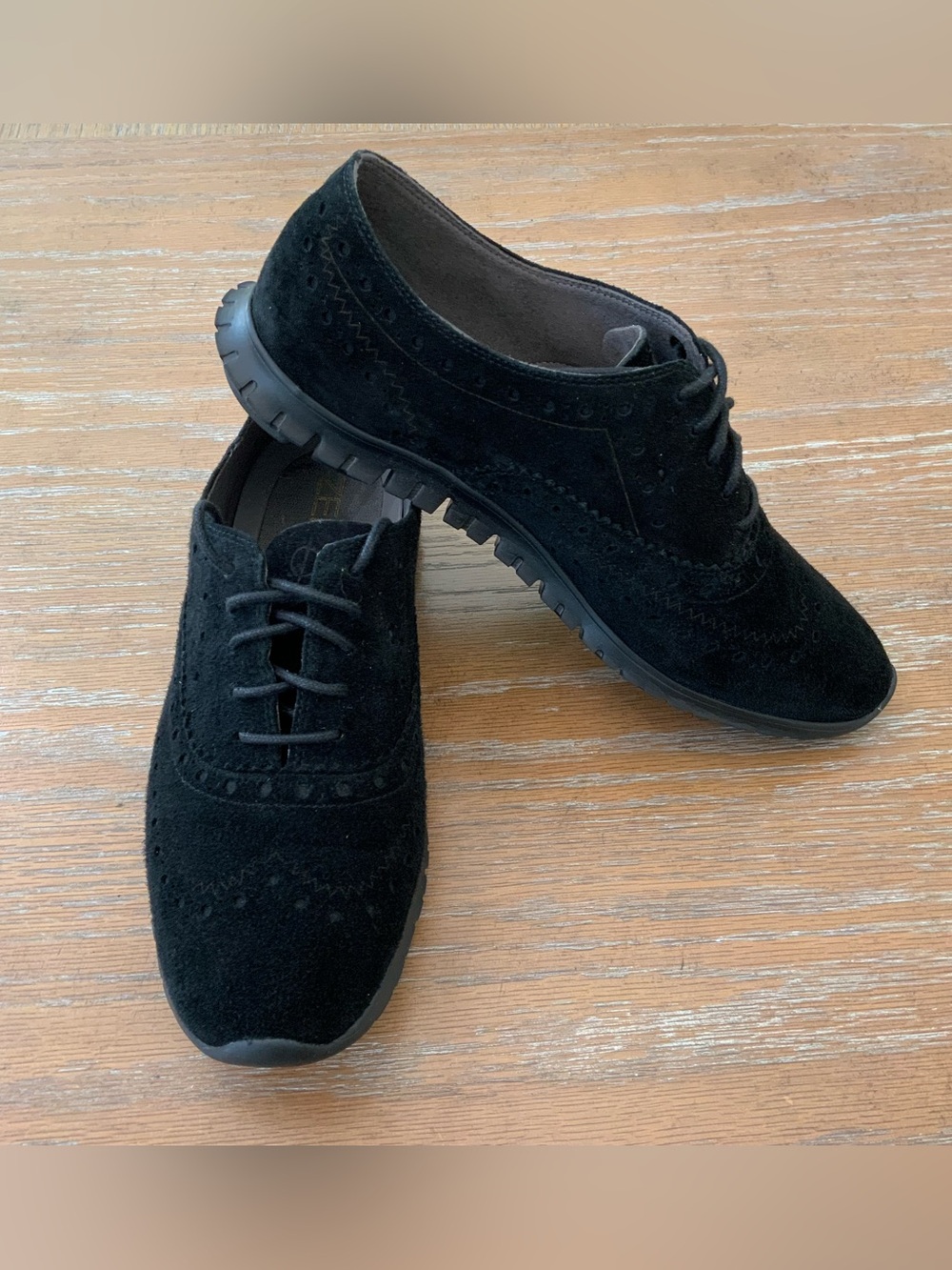 Cole Haan Suede Black Zero Grand Lightweight Flat Laces Sneakers US7
